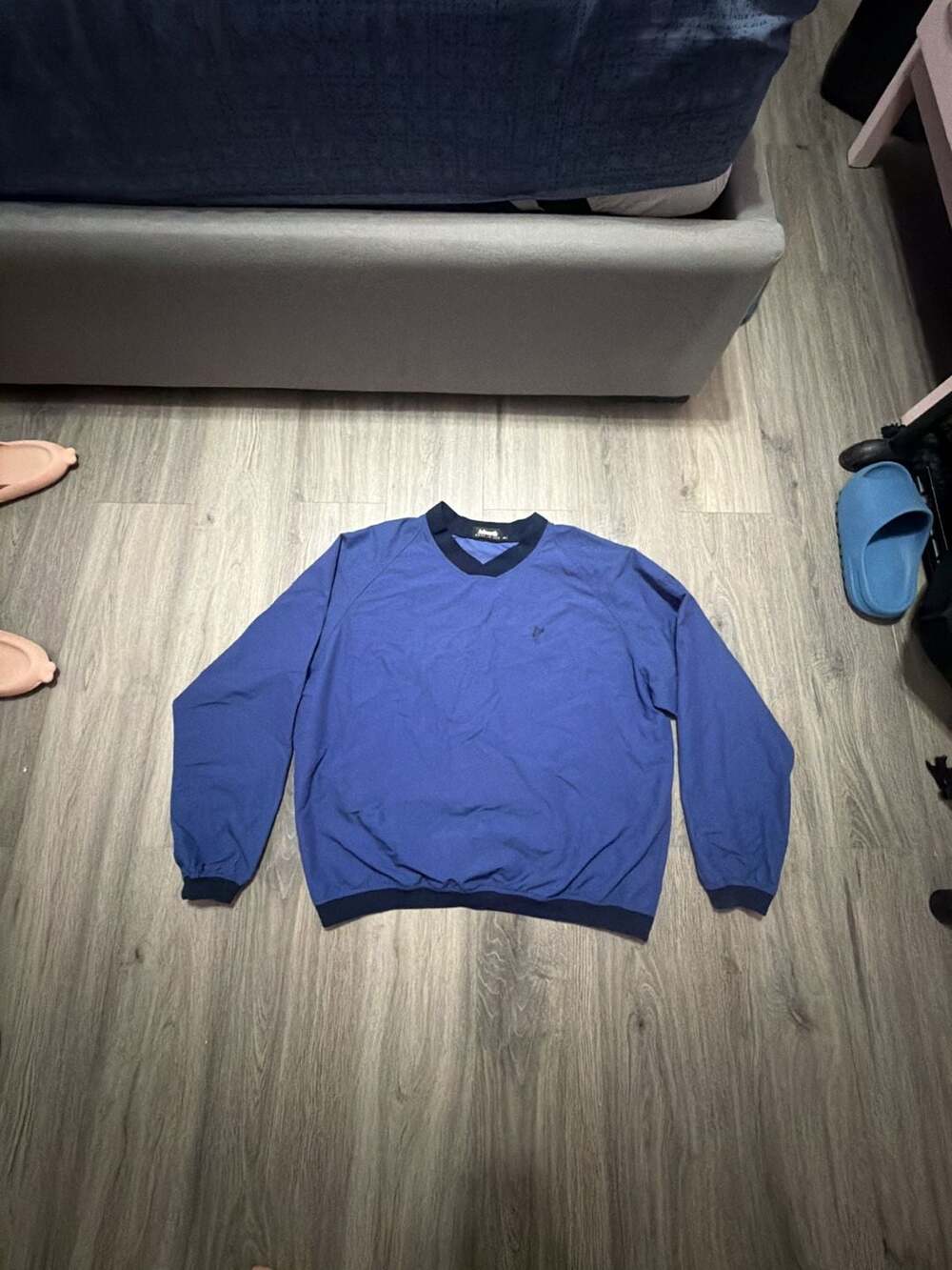 Ashworth Golf Pullover Windbreaker Size M Blue V-Neck